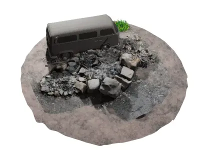 earring car on a remote island  riicomp 3D model