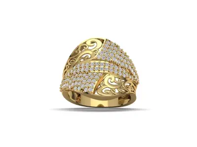 STL 3DM Women Ring Womens Ring Diamonds With Stone Model 3D print model shop