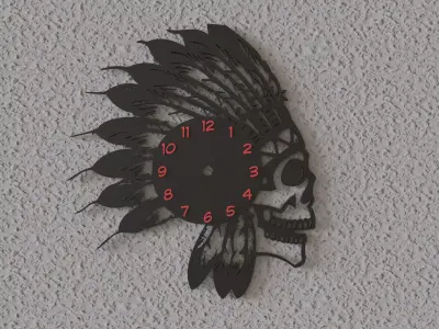 apache skull wall  clock 3D print model