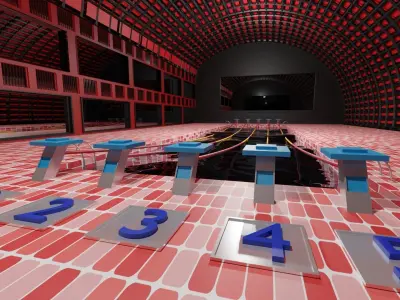 Swim Stadion-Stadium pool-Arena pool Low-poly 3D model