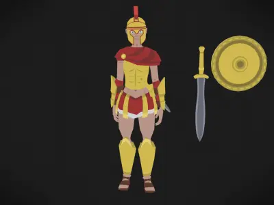 Colorly - Spartan Guy - Game Ready - Rigged - Customizable Low-poly 3D model