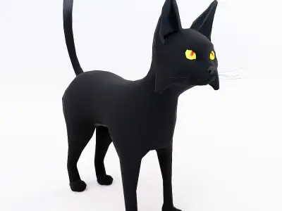 Creepy stray cat low poly 3d model  Low-poly 3D model