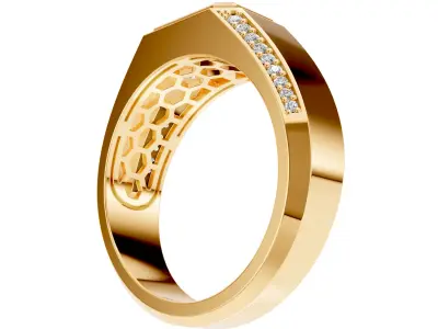 Man Signet Ring With Emerald 3D print model