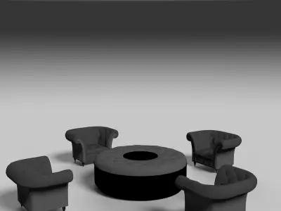 Elegant Black Lounge Set 3D model