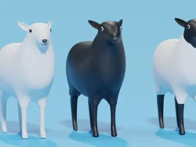 Cartoon Cute Sheep 3D model