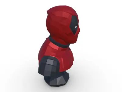 Deadpool low poly bust 3D print model