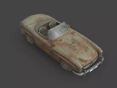 Abandoned Car - Mercedes-Benz 300SL Roadster Low-poly 3D model