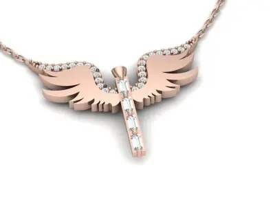 Wing Baguette Pendant 3D Print Model 3D print model