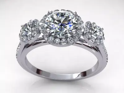 Three Stone Wedding Ring 3D print model purchase