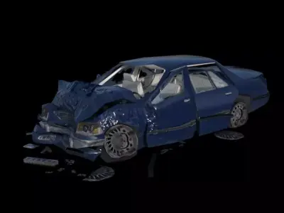 Crashed Car Low-poly 3D model