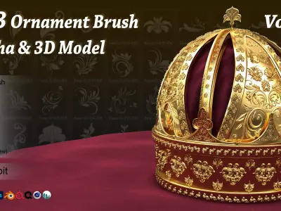 103 Ornament Brush  Alpha  3D Model Vol 10 3D model