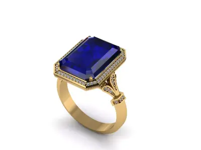 sapphire stone ring 3D print model