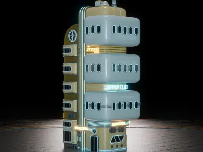 SCIFI ATOMPUNK BUILDING 01 Low-poly 3D model