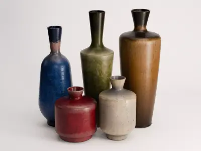 Stoneware Vases Set 01 Low-poly 3D model