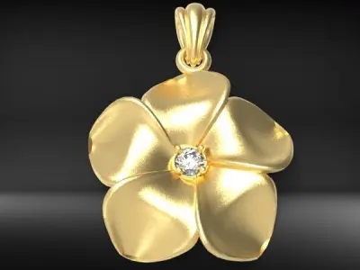 Beautiful Diamond Hawaiian  Plumeria Pendant Jewelry 3D print model