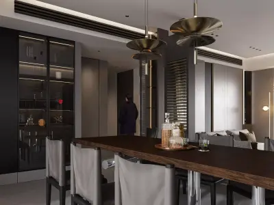 Modern living room dining room interior scenes 415 3D model