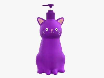 Cat Liquid Soap Dispenser Purple Version 3D model