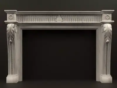 Classic Marble Fireplace - High Quality 3D Model 3D model