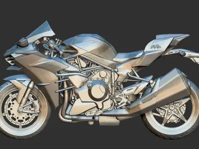 Kawasaki Ninja H2 bike 3D print model