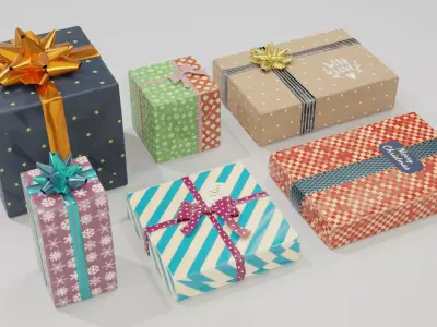 Gift boxes - 3D Low-poly 3D model