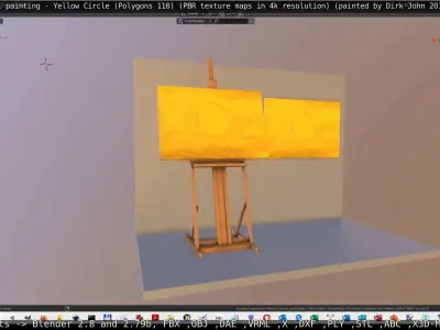 Oil Painting - Yellow Circle Low-poly 3D model