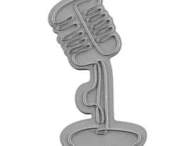 Wired Microphone Neon Sign 3D model