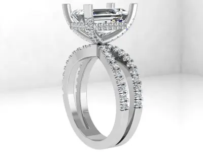 Emerald Cut Split Shank Ring 4394 3D print model