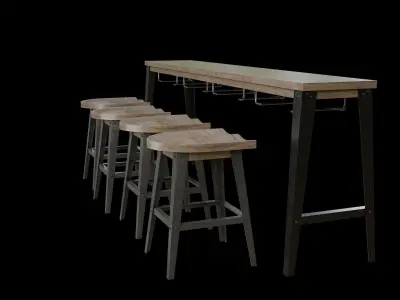 Dining Table Set-09 Low-poly 3D model