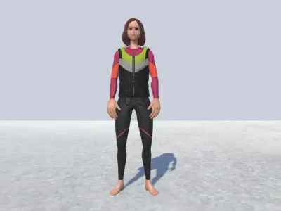 Surf suit Female Avatar Rigged  Low-poly 3D model