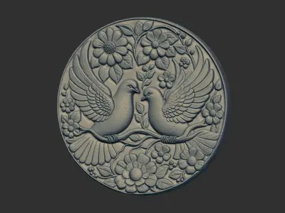 two dove walldecor cnc model 3D print model