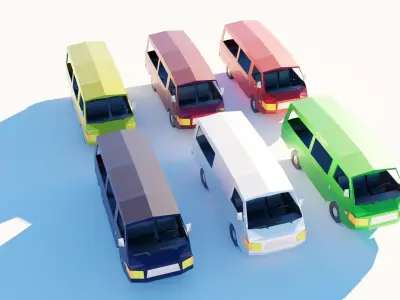 lowpoly vehicle pack with interior Low-poly 3D model