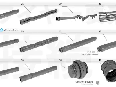 SCI FI WIRES ELEMENTS  3D model