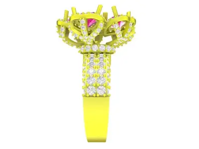 6991 Luxury Heart Diamond Flower Women Ring  3D print model