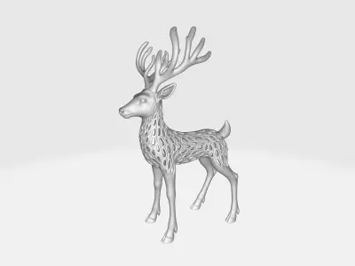 Christmas Deer Sculpture Elegant Geometric Reindeer 3D print model