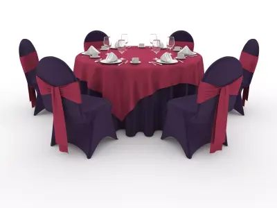 Banquet Table and Chair 70 3D model