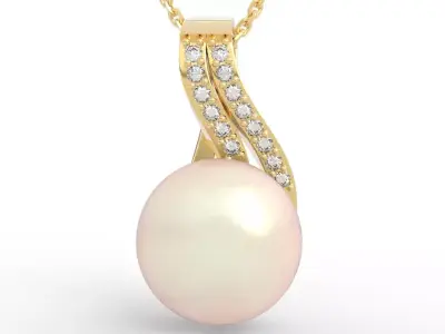 Luxury Pearl Diamond Twist Pendant 3D print model