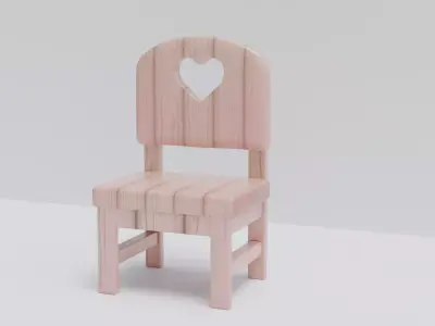 wooden childrens chair Low-poly 3D model