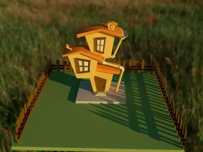 Low Poly Cartoon House Low-poly 3D model