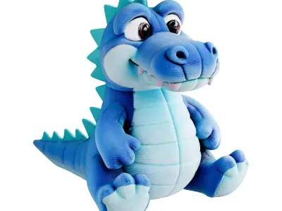 Cute Plush Alligator Toy 3D model
