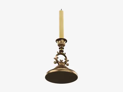 Candlestick with candles antique 07 3D model