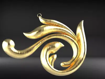 SCROLLING DESIGN PENDANT 3D CAD 3D print model