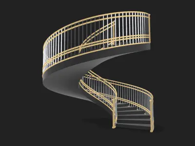 Spiral Staircase with Railing Architectural Details  3D model