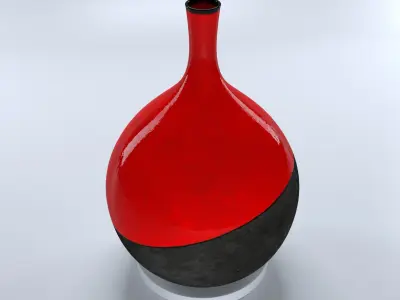 Vase - Concrete and Red Ceramic - 60 cm high 3D model