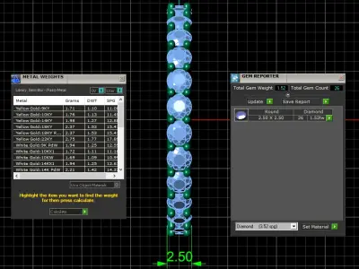 U Shaped Eternity Ring 2 point 5 mm stone size swiss 19 and EU59 3D print model