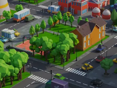 Low Poly City Low-poly 3D model