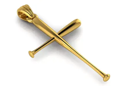 Cross Baseball Bats Pendant Charm Necklace Jewelry 3D print model