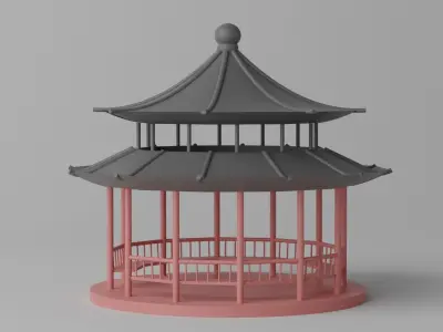 Cartoon Chinese Pavilion 1 3D model