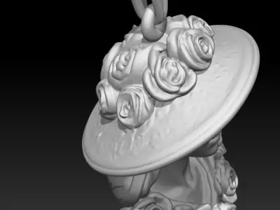 Girl in a Flower Hat 3D print model