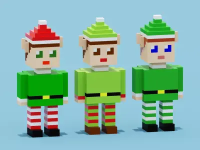 Voxel Elf Collection Low-poly 3D model
