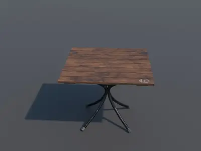 Vintage Wooden Table and Chair - PBR Textured 3D Asset Low-poly 3D model